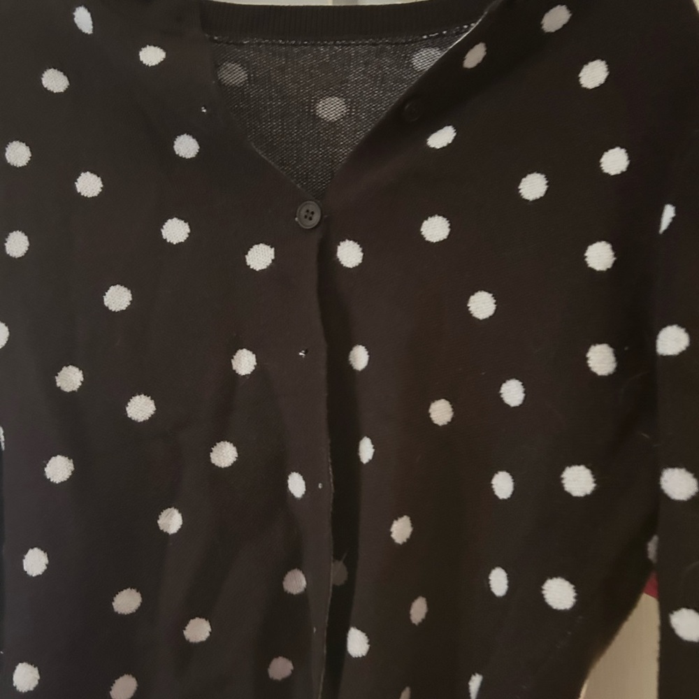 SHEIN Black and White Polka Dot Cardigan